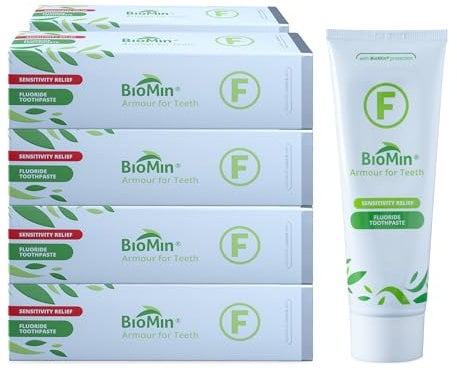 Pack of 8 BioMin F Toothpaste - Helps Strengthen and Protect Enamel, Provide Relief to Sensitive Teeth - Fluoride Toothpaste for Adults and Kids, 75ml - Suitable for Vegans, Not Tested on Animals