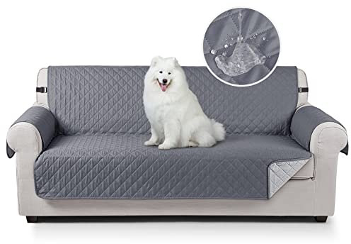 TAOCOCO Sofa Überzug, Sofabezug Wasserdicht Mit Gummiband,Wohnzimmer Anti-Rutsch Gepolsterter Sofaschutz für Haustiere, Katzen, Hunde, Spielende Kinder(Dunkelgrau, 3 Sitzer)