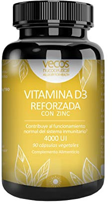 Vitamina D3 con Zinc para Reforzar el Sistema Inmunológico - Contribuye al Mantenimiento Normal de los Músculos - Propiedades Antioxidantes - Complemento Alimenticio