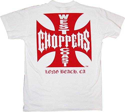 West Coast Choppers OG Classic Men's Short-Sleeved T-Shirt Black, Regular/Regular Fit, White/Red, L