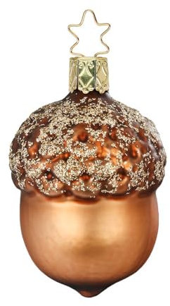Inge-glas - Christbaumschmuck, Baumschmuck - Eichel - Glas - Größe: 7,5 cm - mundgeblasen