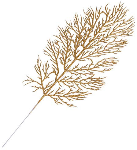 Cabilock 12 Stück Goldene Weihnachtsbaum Pick Bl?tter Ornament Glitzer Blatt Spray Weihnachten Urlaub Vase Baum Füller Kranz Girlande Hochzeit Dekoration DIY Handwerk
