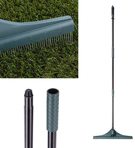 NeoGrass Artificial Grass Rake – Brush for Fake Turf / Astro Turf Lawn, Reinforced Telescopic Handle, Cleans Artificial Lawn and Removes Leaves, Weeds, Moss and Pet Hair