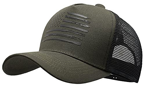 Baseballkappe, Trucker-Kappe mit amerikanischer Flagge für Damen und Herren, atmungsaktiv, verstellbar, Outdoor-Kappe mit Netzrückseite und Schnappverschluss, Einheitsgröße
