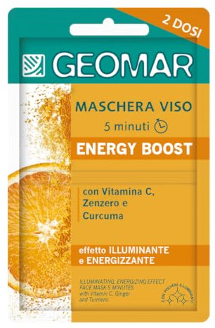 GEOMAR | Energy Boost Gesichtsmaske, aufhellende und belebende, 15 ml | 5 Minuten, Dermatologisch getestet, Made in Italy