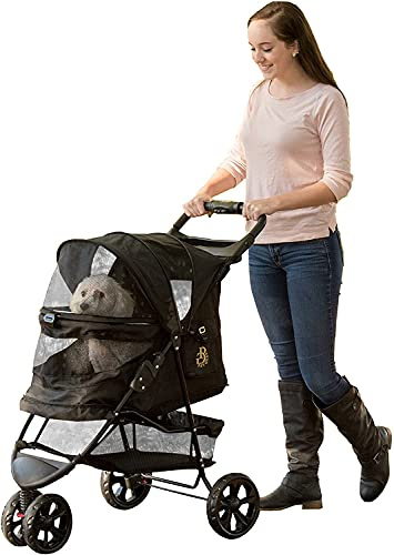 Pet Gear Special Edition Haustier-Buggy, ohne Reißverschluss, goldfarbenes Monogramm