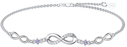 OCJ Infinity Armband Damen 925 Sterling Silber Armbänder Geburtsstein Kristall Armkette Geschenk für Sie Frauen Freundin Mutter (06. Juni)