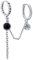 Qings Doppelt Durchbohrte Schwarze Zirkon Ohrringe - I Pcs 925 Sterling Silber Doppel Creolen Zwei Löchern Lange Kette Schwarzes Rundes CZ Zirkon Schmuck Geschenk für Damen Mädchen