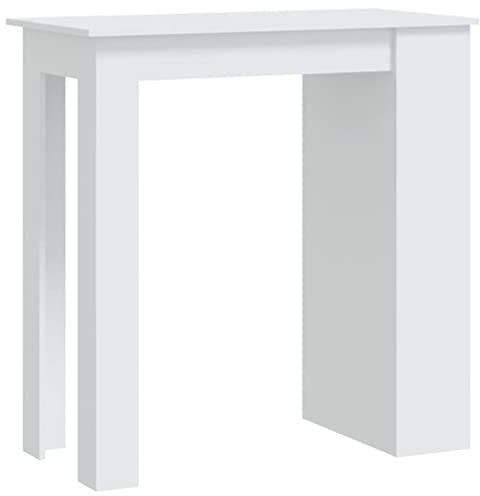 vidaXL Bartisch mit Regal Bartresen Stehtisch Tresentisch Bistrotisch Küchentisch Loungetisch Tisch Weiß 102x50x103,5cm Holzwerkstoff