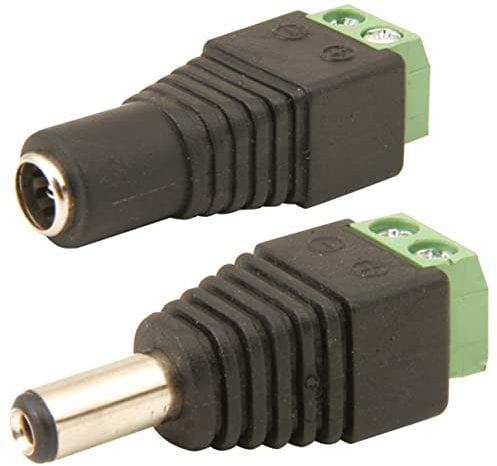 Auline 10 Power Connectors 5 x Female 5 x Male 12v DC Power Socket Plug Connector 2.1mm x 5.5mm Screw On Terminal Block for CCTV Security Camera LED Lighting
