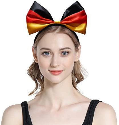 Haarreif 3 Stück Haarband Elastisch Niedlich Weltmeisterschaft Deutschland Frankreich Stirnband GB US Bunt Nationalflagge Kopfschmuck Fußball Party Dekoration Schleife Fußballfan Nationalfeiertag