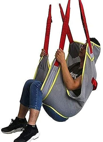 Toileting Hoist Sling, Mesh Patient Lift Sling, Patients Bath Commode Lifter Divided Leg Sling, Medical Handicap Commode Full Body Sling for People with Reduced Mobility,Gray