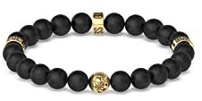 Guess Herren Armband aus Lavaperlen und Edelstahl, vergoldet