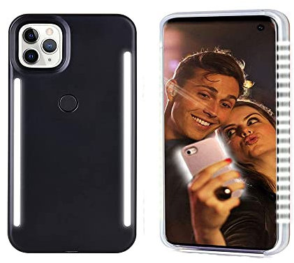 GSRYPC LED Light up case for iPhone 14 pro max,LED Illuminated Selfie Light[Rechargeable],Great for a Bright Selfie Light Up Case Cover (for iPhone 14 pro max-Black)