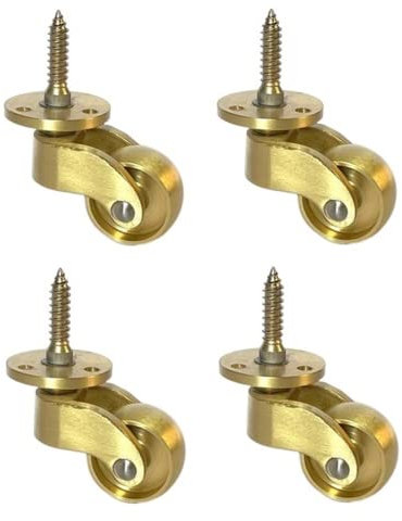Antike massive Messingrolle mit 25 mm Rad, 360 ° Lenkrolle, bewegliche Rollen, Vintage-Rollen für Möbel, poliertes Messing, Schraubbefestigung, 150 kg Tragkraft, 4 Stück