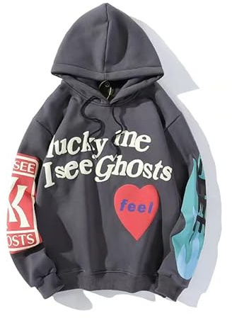Lucky Me I See Ghosts Hoodie Hip Street Rapper Unisex Paar Sweatshirt mit Neuheit Aufdruck