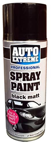 400ml Matt Black Spray Paint, Automotive Paint Sprayer, Multipurpose Exterior Black Spray Paint Matt, Interior Metal Spray Paint, for Cars, Bikes,Vans, Metal, Wood (1x 400ml)