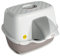 CAT CENTRE Jumbo Tunnel Entry Hooded Outdoor Cats Litter Tray 56cm Waterproof Rainproof Canopy Grey Detachable Hood Cats Toilet Box Extra Deep Loo Easy Cleaning Durable Safe Modern Design