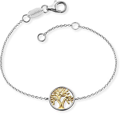 Engelsrufer Damen Armband aus Sterling Silber und Lebensbaum Anhänger Gold - Karabinerverschluss - in zwei Längen verstellbar - nickelfrei