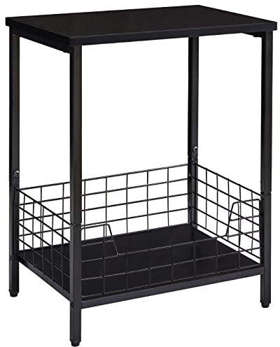 YMYNY Side Table, End Table with Storage Rack, Small Nightstand, Coffee Table, Industrial Style, Small Table in Living Room and Bedroom, 40 x 29 x 52cm Black HST001B