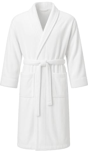 Jmr Usa Inc. Unisex 100% Cotton Terry Cloth Bathrobe – Ideal Robe for Men & Women at Home, Spa, Hotel, Sauna, Pool, Bath & Shower - White