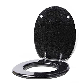 AAMEN Glitter Toilet Seat, Thicken Toilet Seat, Long-Lasting Toilet Seat, Quick Release Toilet Seat, Toilet Seats UK, Easy to Mount and Clean (Black Glitter)
