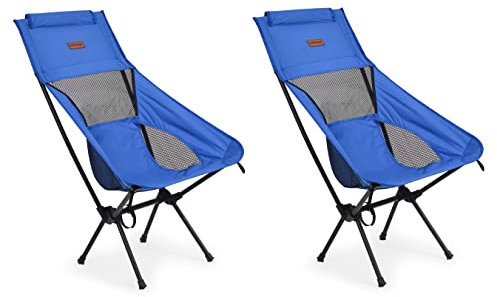Rainberg Ultra Lightweight High Back Camping Chair, Folding Chair, Camping Chairs for Adults, Foldable Garden Outdoor Picnic BBQ Chairs. (Pack of 2, Blue)