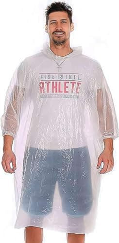 REDSTAR Regencape Damen und Herren Transparent – Wasserdichter Regenponcho Einweg – Wandern Zubehör, Festival Gadget für Wacken – Raincoat Regenkleidung Wanderausrüstung – Einheitsgröße, 5 Stk.
