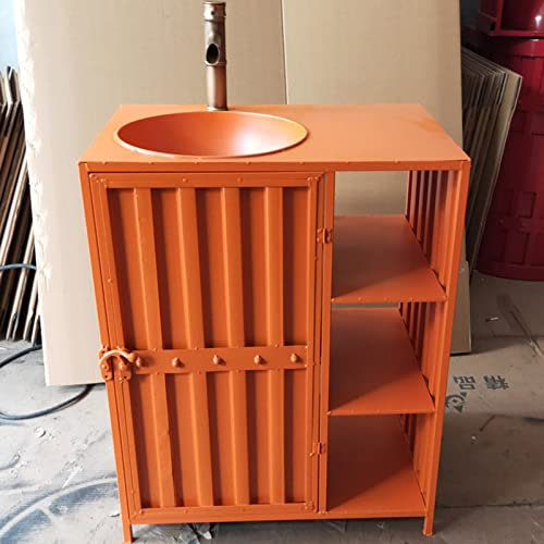 Badezimmer-waschbecken, Industrie-waschbecken Aus Eisen Im Loft-stil, Badezimmer-waschtisch, Retro-waschbecken und Waschtischunterschrank für Die Bar Ktv Cyber cafe Industrial Style (F Mirror )