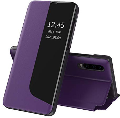 QIWEIQING Coque pour Huawei P30 Pro Cuir Clear View Étui à Rabat Étui Housse Coque 360 Antichoc Anti-Rayure Flip Folio Stand Support Coque pour Huawei P30 Pro Cover Case. Purple QH3