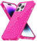 Svanove Custodia per iPhone 14 Pro Max, Custodia Trasparente con Luce e scintille, Piacevole e brillante, Design Stilizzato per Donne con estetica femminile, Rosa Fluo