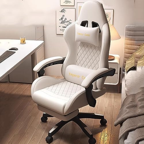 WestUx Gaming Stuhl PU-Leder,Ergonomischer Computerstuhl Schreibtischstuhl Mit Bluetooth Lendenwirbelstütze mit Armlehnen mit Fußstütze 150 kg belastbarkeit,A