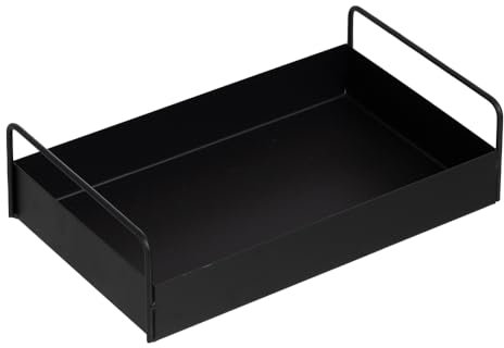 LOLAhome Bandeja Decorativa con Asas Negra de Metal de 33x20x9 cm