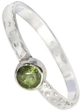 SILVERNROCK Peridot Edelstein-Bandring für Herren und Damen alle Größen Geschenkartikel 925 Sterlingsilber-Ring handgefertigter Schmuck ERG-115B_48 (15.3)