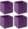 Homullel Foldable Storage Cube Boxes Set of 4, Storage Unit Box with Handle/Eyelet, Collapsible Storage Bins Organiser for Shelf Closet Organization (With Handle, Purple)