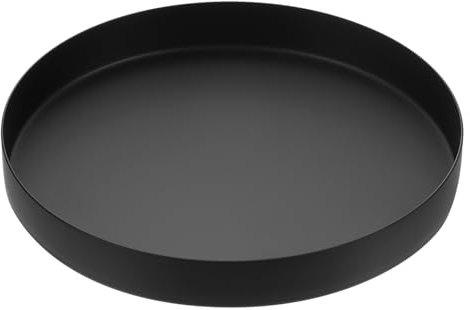 sourcing map Stainless Steel Decorative Tray 7.9 Round Serving Tray Metal Decorative Plate for Jewelry, Makeup, Candle, Kitchen Tableware, Black