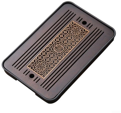 HEBEOT Plateau à thé chinois Kung Fu en bois sans effort, drainage de l'eau, nettoyage et entretien pratiques 36 x 24 cm (A)