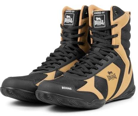 Lonsdale HESKIN Chaussures de Boxe, Unisexes, Noires, dorées, Blanches, Taille 42 EU, Noir, Or, Blanc., 42 EU