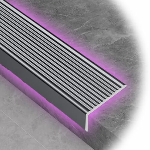 QTWLG Bordure D'escalier en Aluminium 90 100 120CM Moulure De Nez De Marche Bande De Compensation du Bord De Marche Extérieur Protecteur De Bord D'escalier Largeur 3 4 5 7 10cm(Grey,W5CM*L120CM)