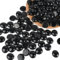 HAIOPS Flat Glass Marbles 1 Pound of Flat Glass Beads for Vase Fillers Flat Bottom Gems Aquarium Pebbles Decor, Black