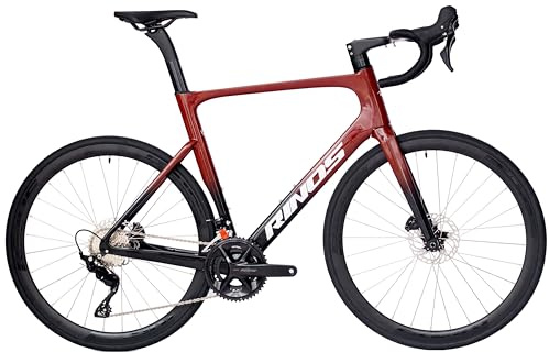 Rinos Odin 4 Rennrad aus Carbon – Leichtes Road Bike 700C, 105 24-Gang, Aerodynamisches Design, Hydraulische Bremsen, Rot, Unisex