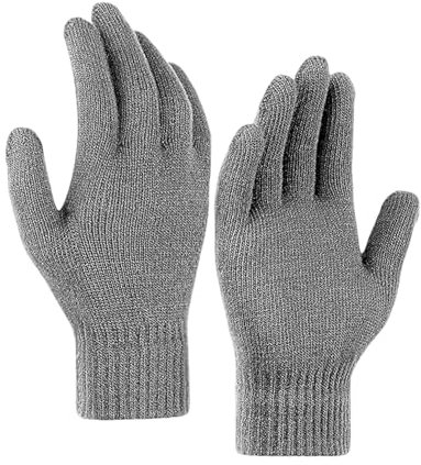 Heré Mood Strickhandschuhe & Winterhandschuhe Warme Handschuhe Winter Rippstrick Damenhandschuhe Outdoor Herren Radfahren (Dunkelgrau)