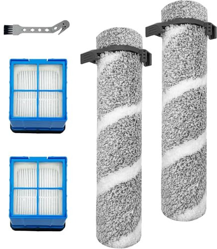 Bürstenrollen-Filter-Set, Ersatz für Bissell CrossWave OmniForce Edge 3930F/3933/v2/3999z, schnurloses Nass- und Trockensauger für mehrere Oberflächen, 2 Bürstenrollen, 2 Filter