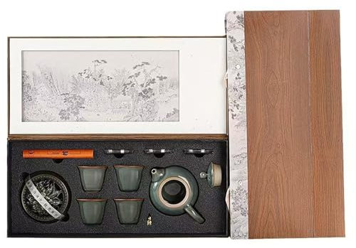 Scizorito Service à thé chinois de haute qualité, service à thé KungFu, cuit à la main, boîte cadeau witg, convient comme cadeau pour la fête des mères, la fête des pères, un anniversaire, Noël