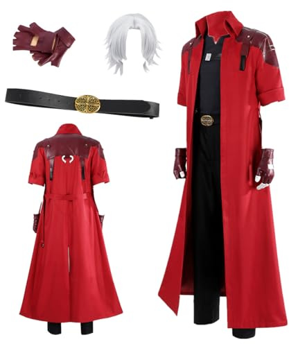MANMICOS US size Anime Cosplay costume Men red Long coat party suit