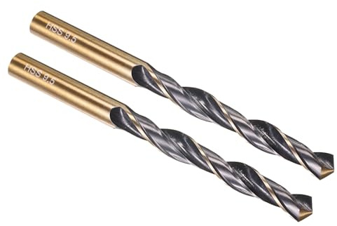 PATIKIL 9.5mm Drill Bit M2 High-Speed Steel 118° for Metal 2 Pack | Jobber Straight Shank 118° Nitriding Black and Gold Finish for Stainless Steel Hard Metal