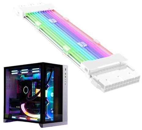 Energy Supply Cable, Cable Motherboard, Atx 24-Pin Argb Extension, Psu Color Mode Synchronized, Rgb Lighting For Wire Pc Builds, Power Kit, Comb Ensures, 26.5cm