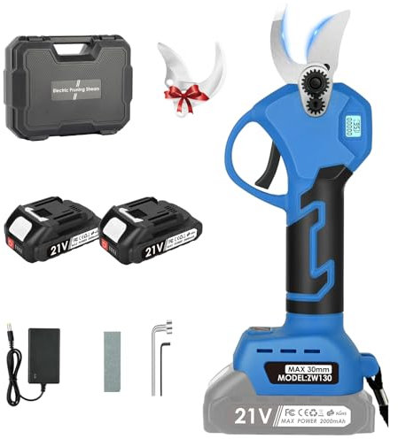 Forbici Potatura a Batteria 30 mm con Display LCD,Cesoie a Batteria per Potatura,2x2000 mAh Batteria,Adatto a Giardinieri e Appassionati di Giardinaggio Domestico
