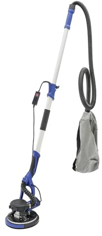 Smerigliatrice da parete da 750 W, con aspirazione, levigatrice da parete/soffitto a 6 velocità (max. 1800 giri/min), disco lucidante da 10 pollici e regolazione a 90°, levigatrice da parete e