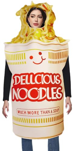 HoveeLuty Ramen Costume Instant Noodles Fast Food Costume with Face Opening Cup Noodles Dress Up Funny Food Suit for Adult Men Women Adult Fast
